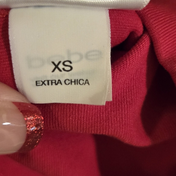 Bebe Sweetheart Racy Red Bodycon Zanzibar Knit Dress Peplum Valentines 90s y2k - Picture 10 of 13